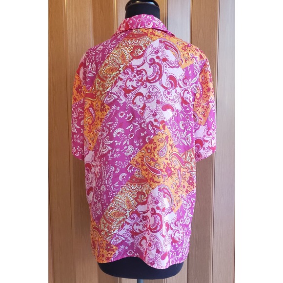 Impressions size large pink & orange button up blouse - Picture 4 of 5